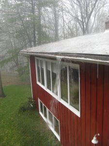 Clogged Gutter Downspout Rain Storm House