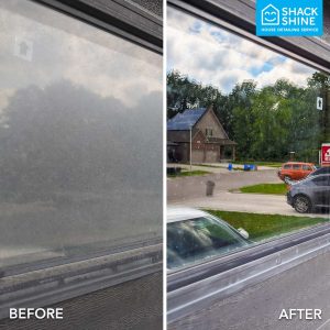 Window cleaning before and after